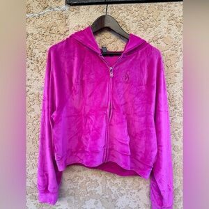 Victoria's Secret Fuchsia Velour Hoodie Jacket and pants set